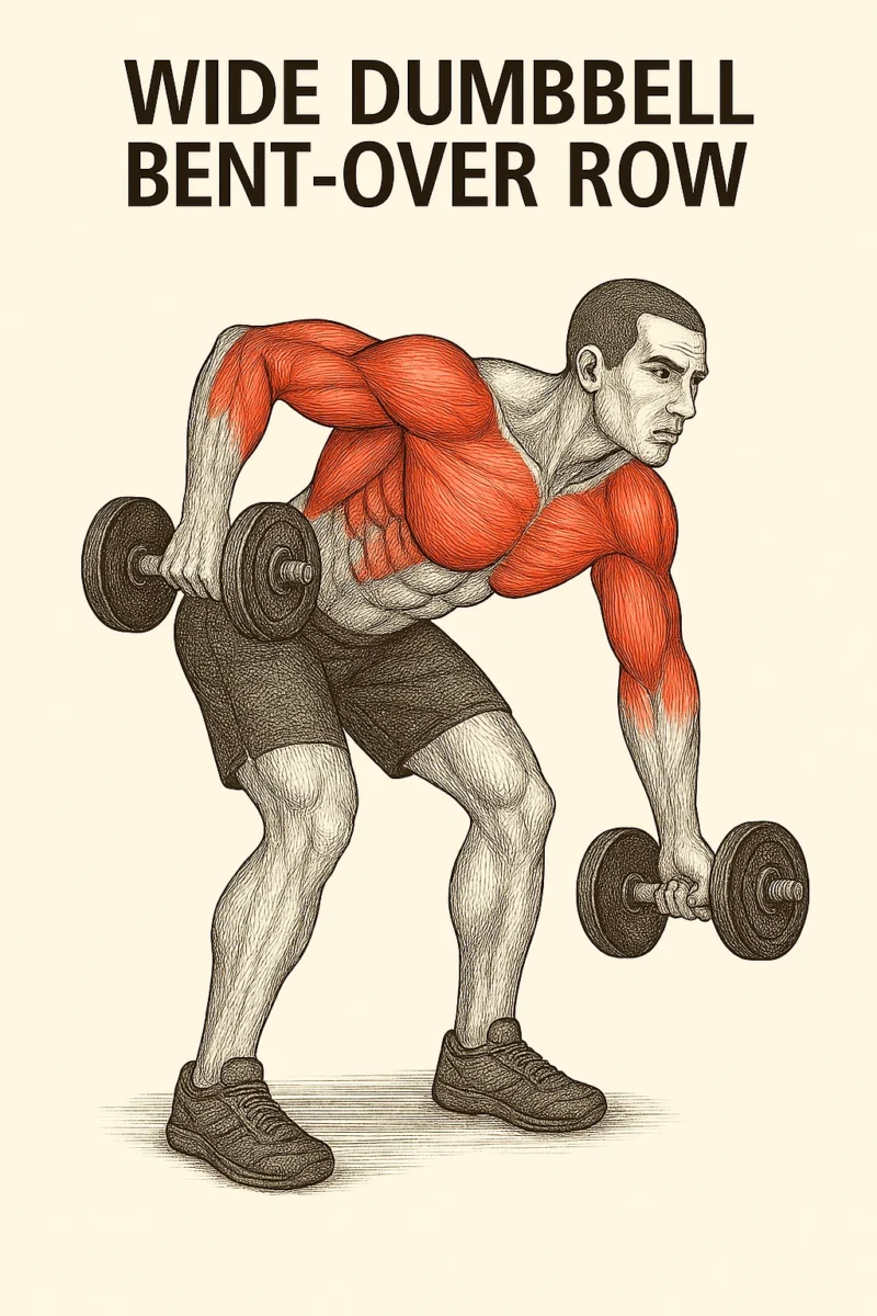 Wide Dumbbell Bent-Over Row
